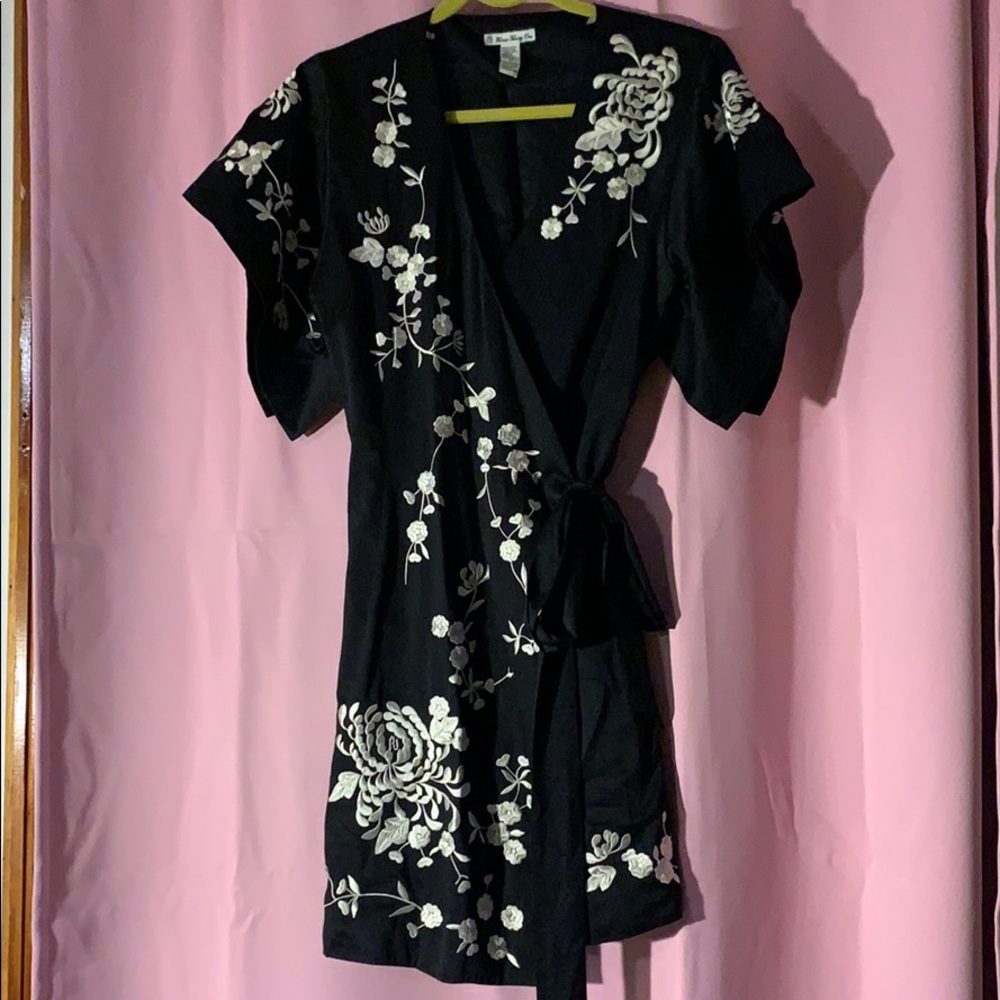 Floral kimono wrap dress